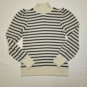 J. Crew Womens Sweater Navy White Striped Mock Turtle Neck Size S Nautical Top